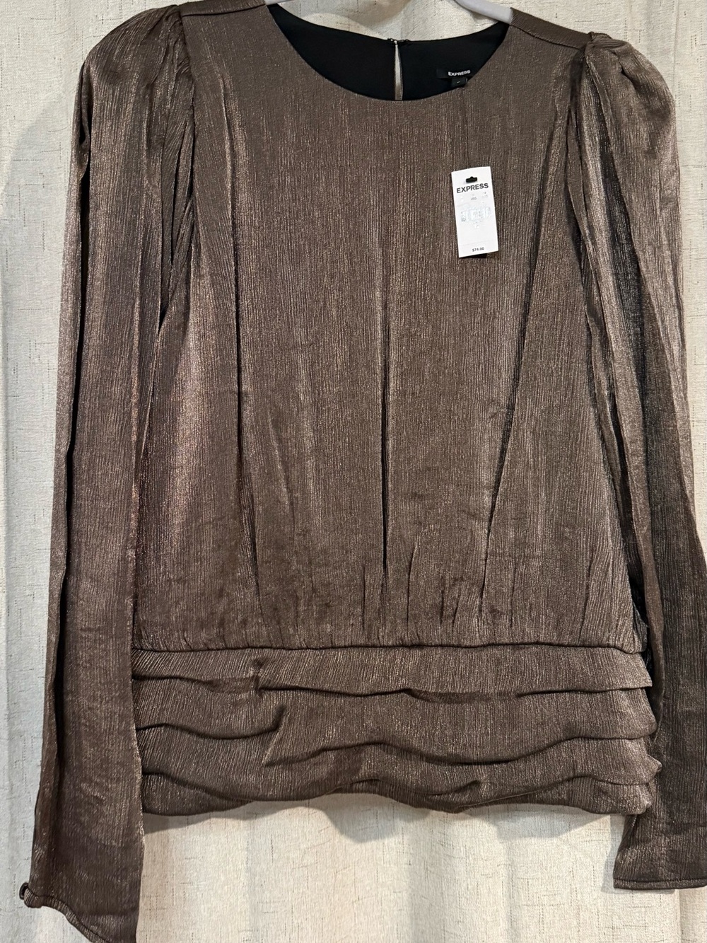 Express Metallic Brown Layered Pleated Hem Skirt